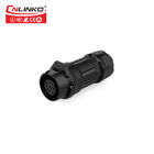M16 9 Pin Waterproof Power Connector Black Plastic Welded IP67 Protection Level