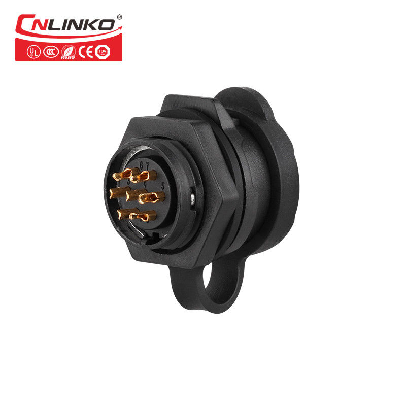 Plastic Waterproof Signal Connector M16 7 Pin 10A Power Plug Socket Rear Locking For LED Display